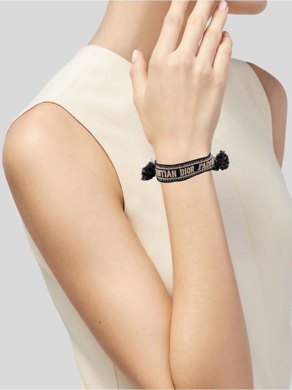 Dior Black and White embellished sparkly Logo Bracelet